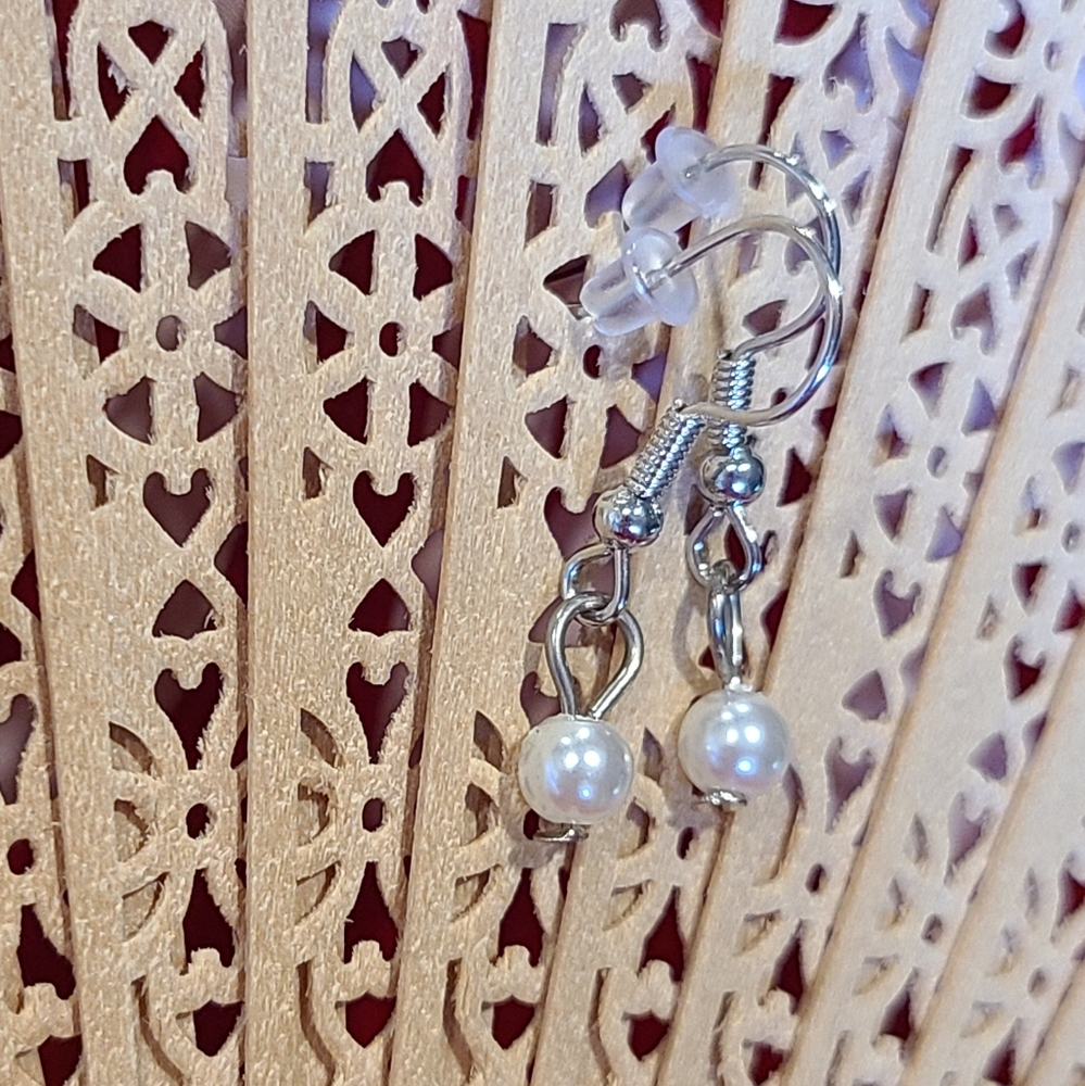 Unique Vintage Silver Pearl Earrings